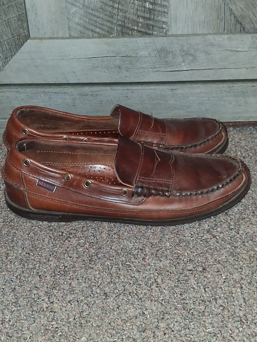 Sebago Men's Classic Brown Leather Slip-On Loafers